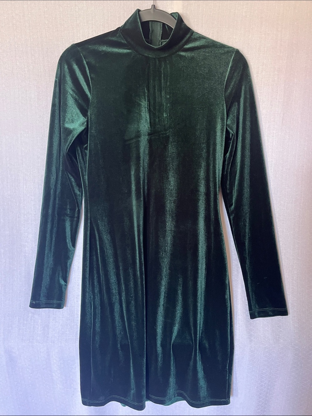 Gianni Bini Deep Green Velvet Mock Neck Long Sleeve Dress